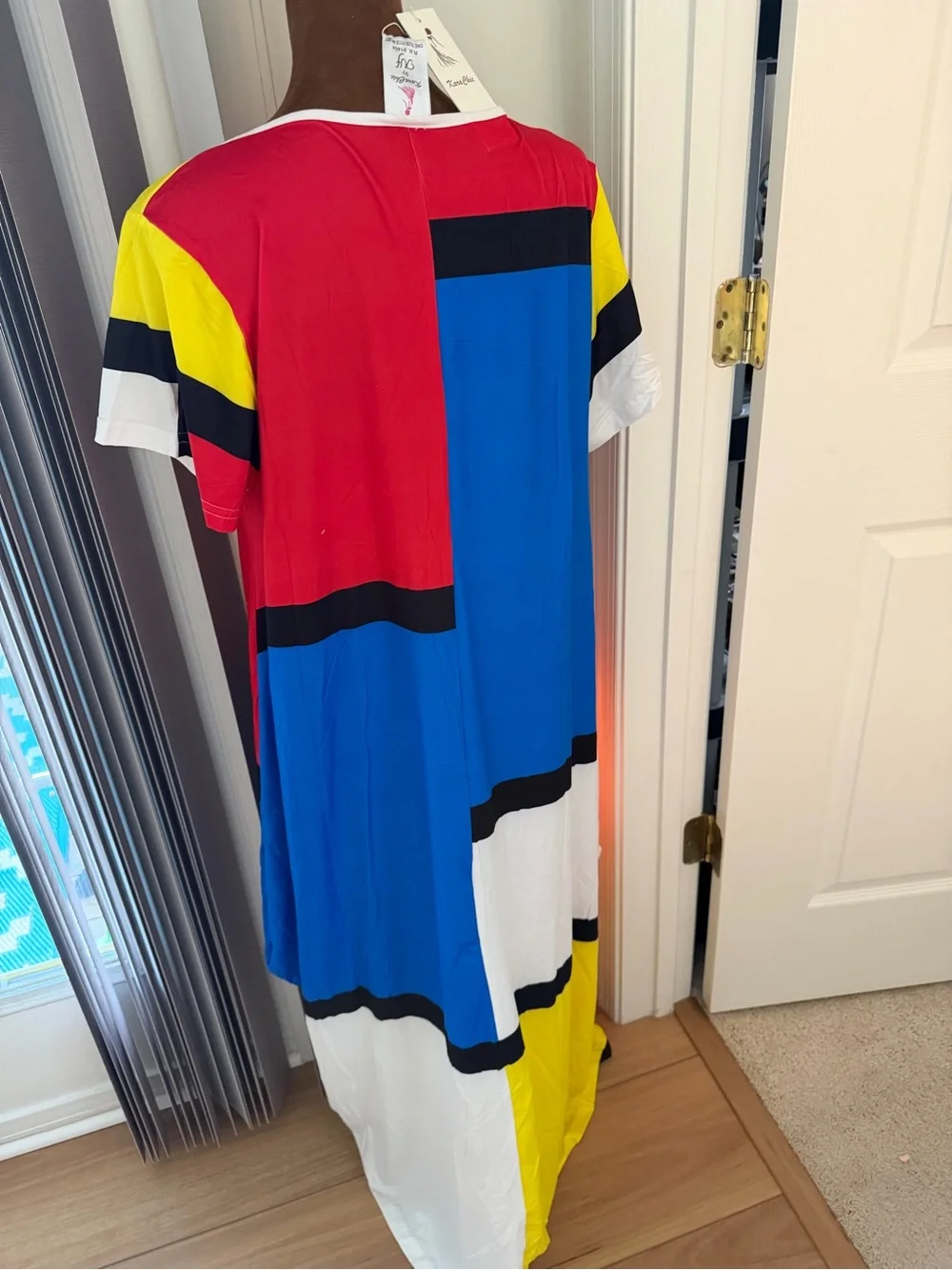 Colorblock Short-Sleeve Maxi Dress - Red, Blue & Yellow